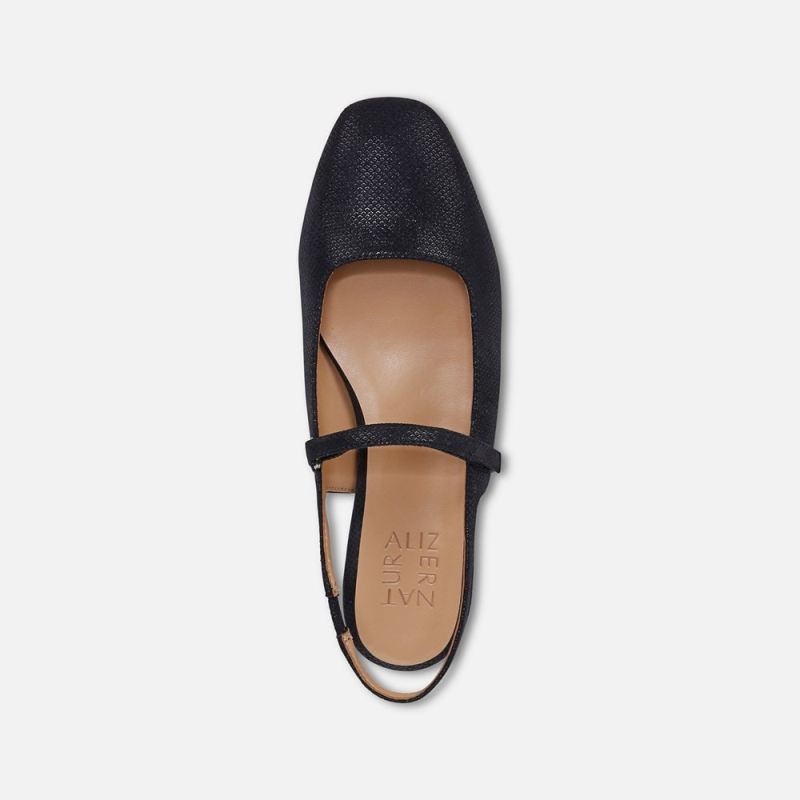 Naturalizer Women's Connie Mary Jane Slingback Flat - Navy Leather