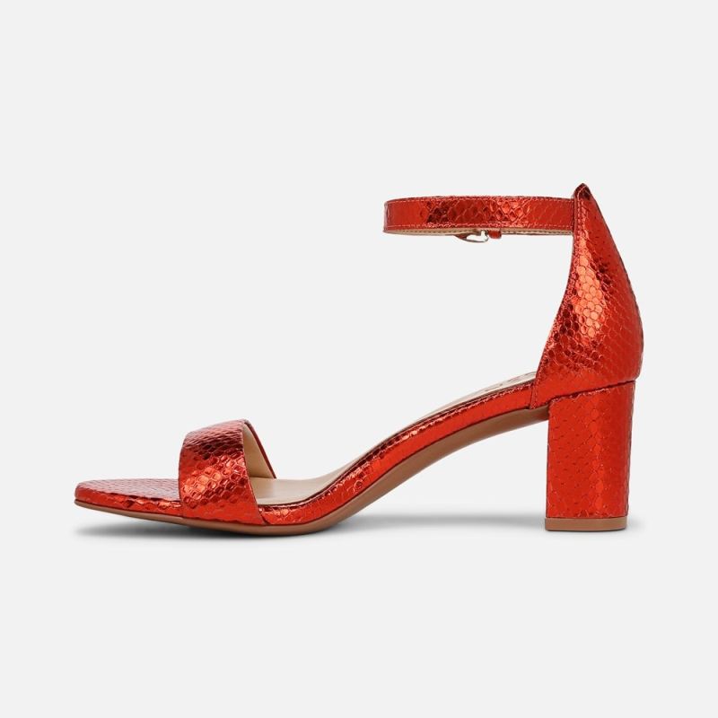 Naturalizer Women's Limited Edition Vera Dress Sandal - Orange Metallic Snake Print Leather