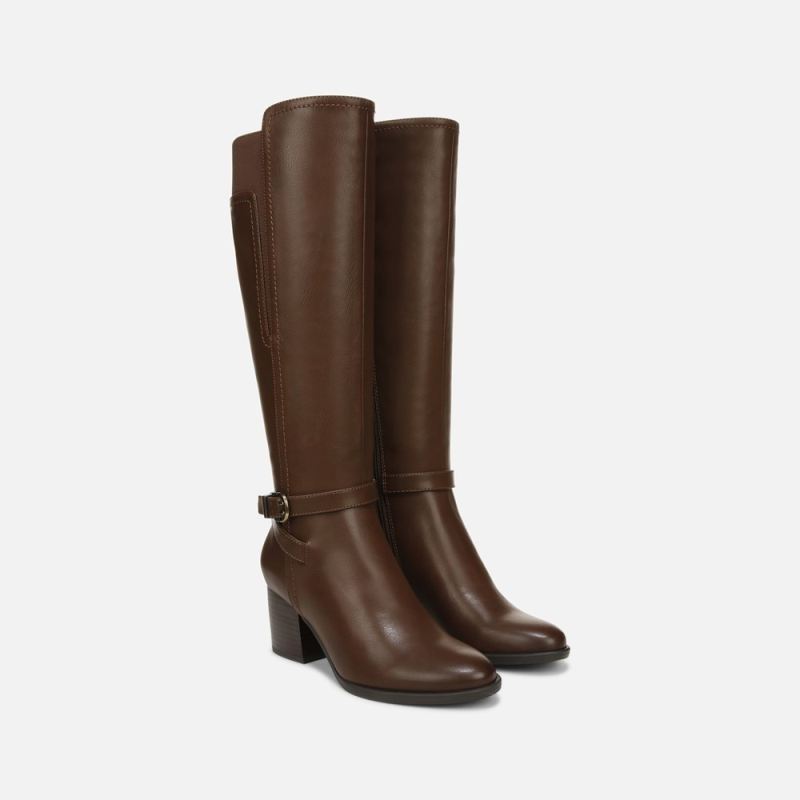 Naturalizer Women's SOUL Uptown Wide Calf Knee High Boot - Dark Brown Faux Leather