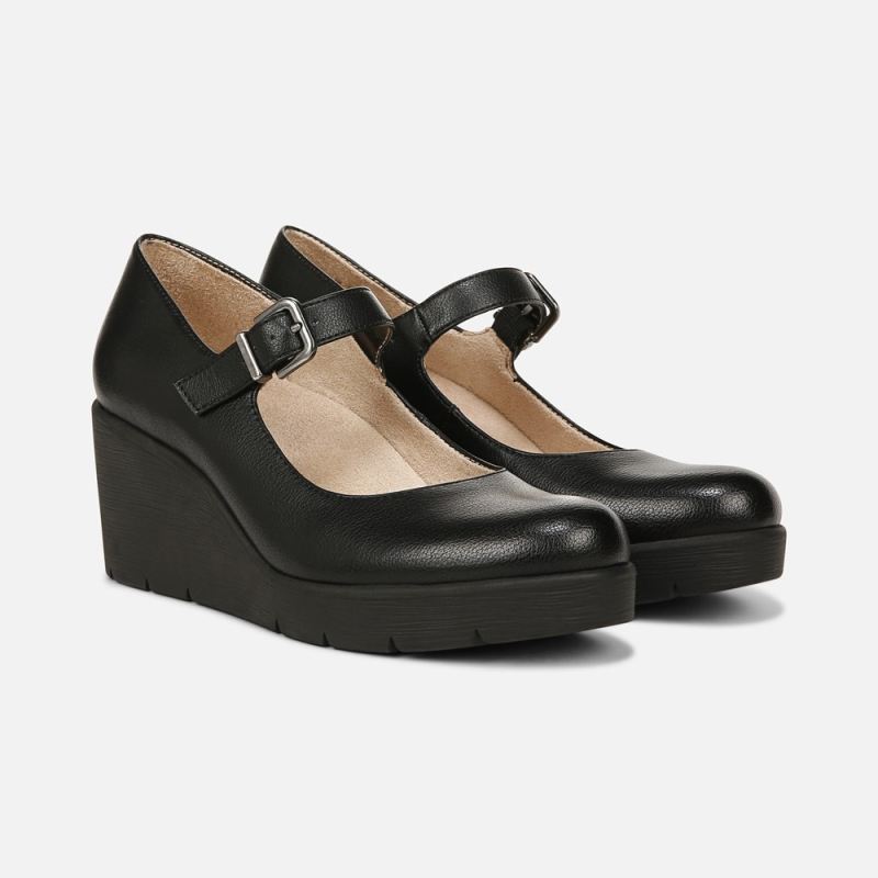 Naturalizer Women's SOUL Adore Mary Jane Wedge - Black Synthetic