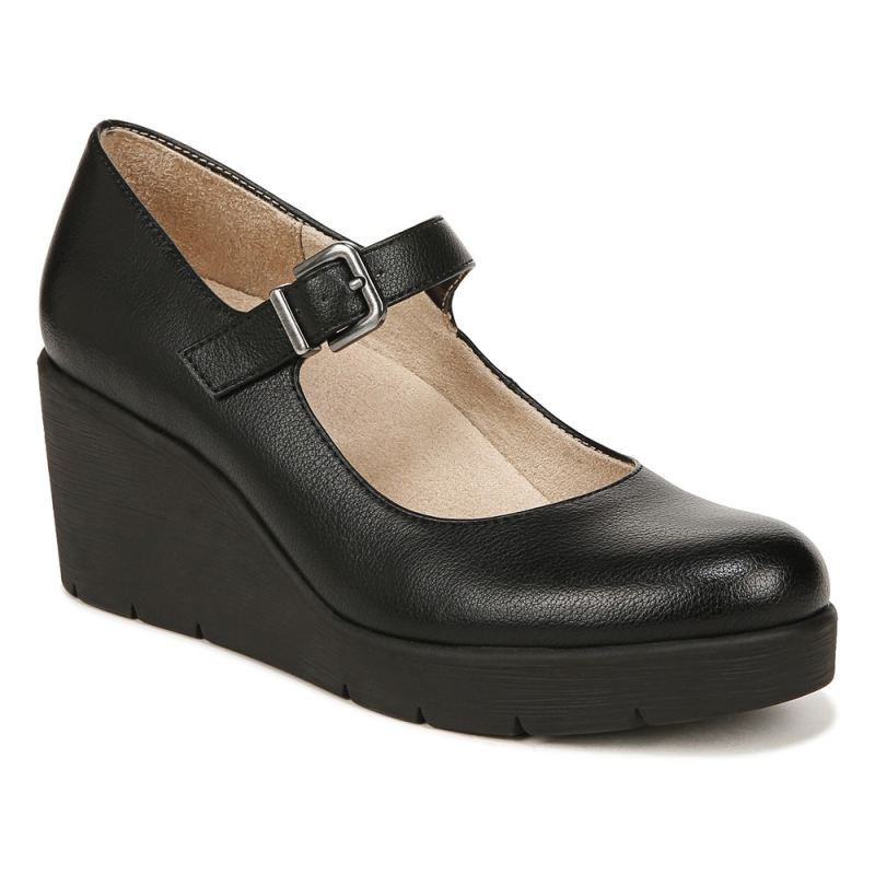 Naturalizer Women's SOUL Adore Mary Jane Wedge - Black Synthetic