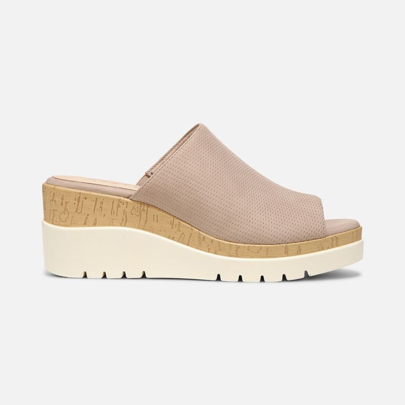 Naturalizer Women's Soul Goodtimes Mule Wedge Sandal - Light Taupe Synthetic