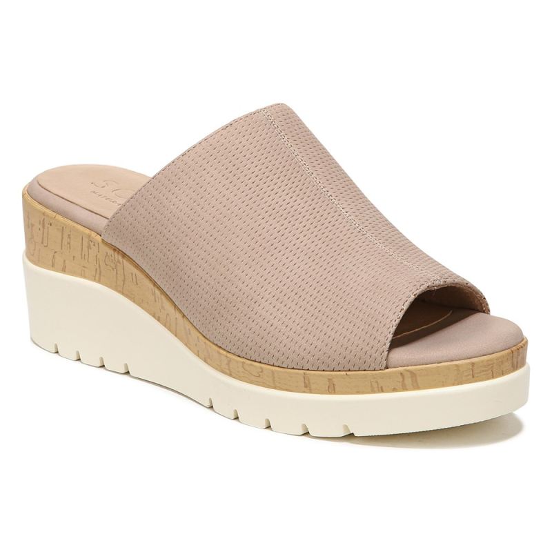 Naturalizer Women's Soul Goodtimes Mule Wedge Sandal - Light Taupe Synthetic