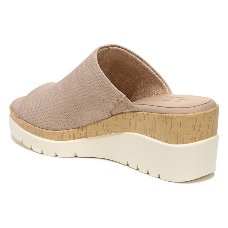 Naturalizer Women's Soul Goodtimes Mule Wedge Sandal - Light Taupe Synthetic