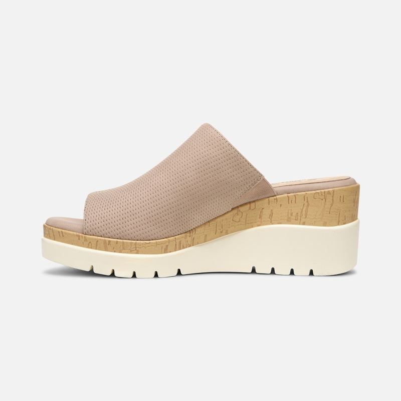 Naturalizer Women's Soul Goodtimes Mule Wedge Sandal - Light Taupe Synthetic