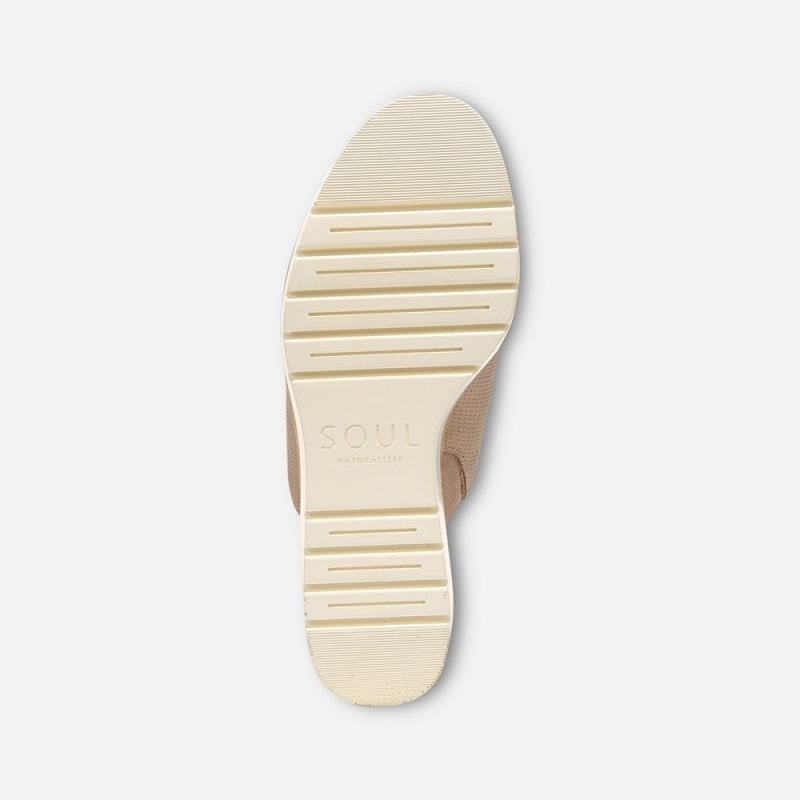 Naturalizer Women's Soul Goodtimes Mule Wedge Sandal - Light Taupe Synthetic