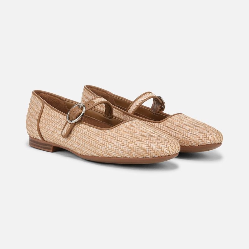 Naturalizer Women's Kelly 4 Mary Jane Flat - Tan Woven Faux Leather
