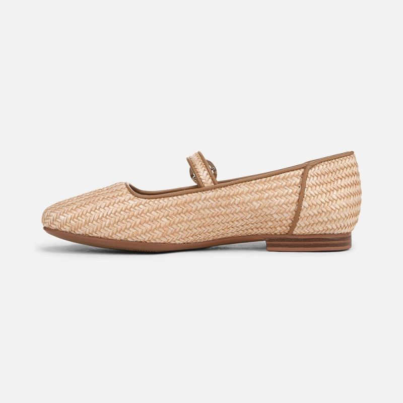 Naturalizer Women's Kelly 4 Mary Jane Flat - Tan Woven Faux Leather