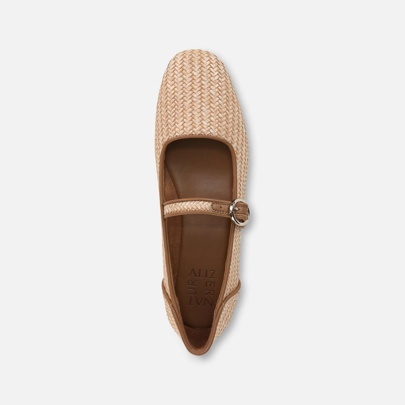 Naturalizer Women's Kelly 4 Mary Jane Flat - Tan Woven Faux Leather