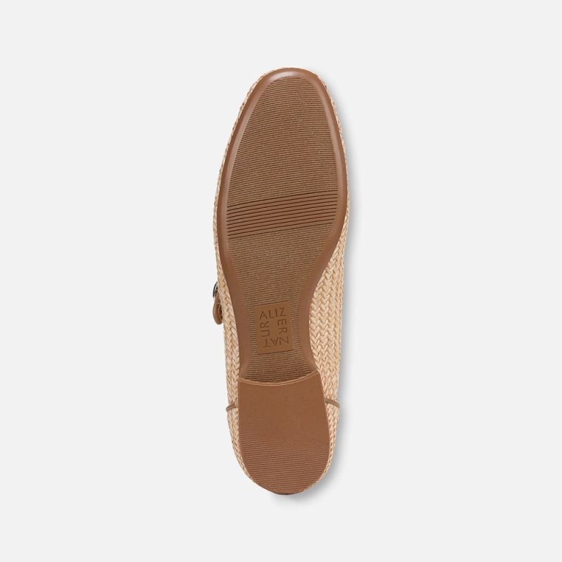 Naturalizer Women's Kelly 4 Mary Jane Flat - Tan Woven Faux Leather