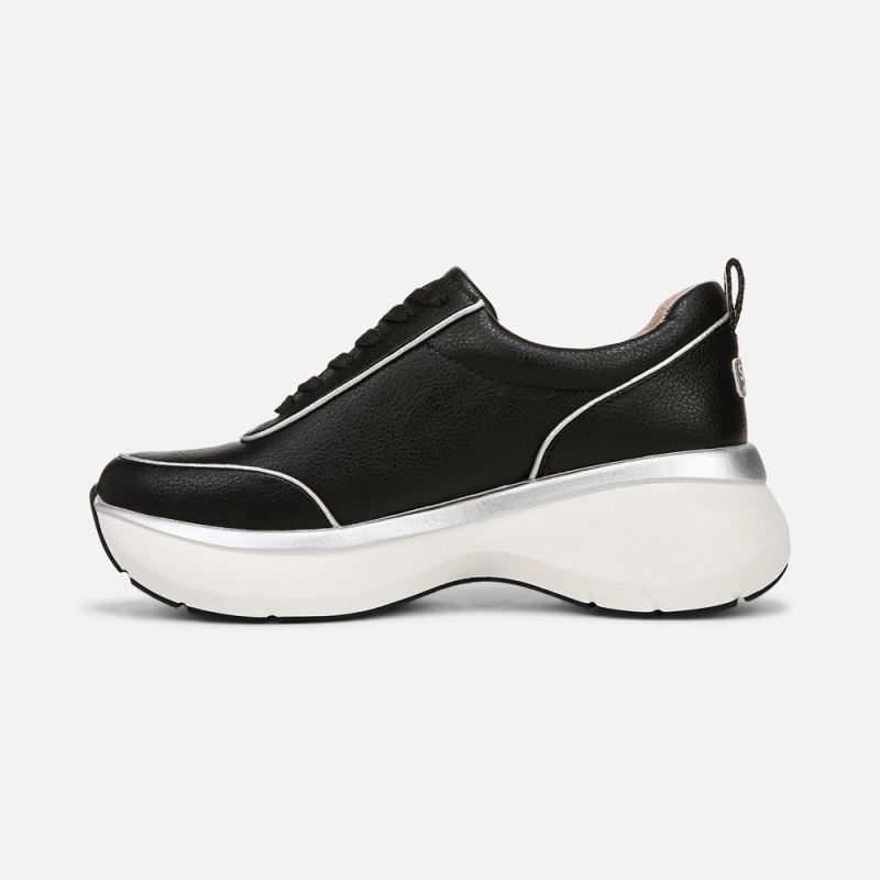Naturalizer Women's SOUL Roquel Lace Up Sneaker - Black Faux Leather