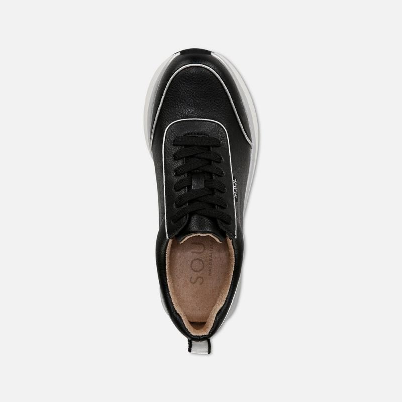 Naturalizer Women's SOUL Roquel Lace Up Sneaker - Black Faux Leather