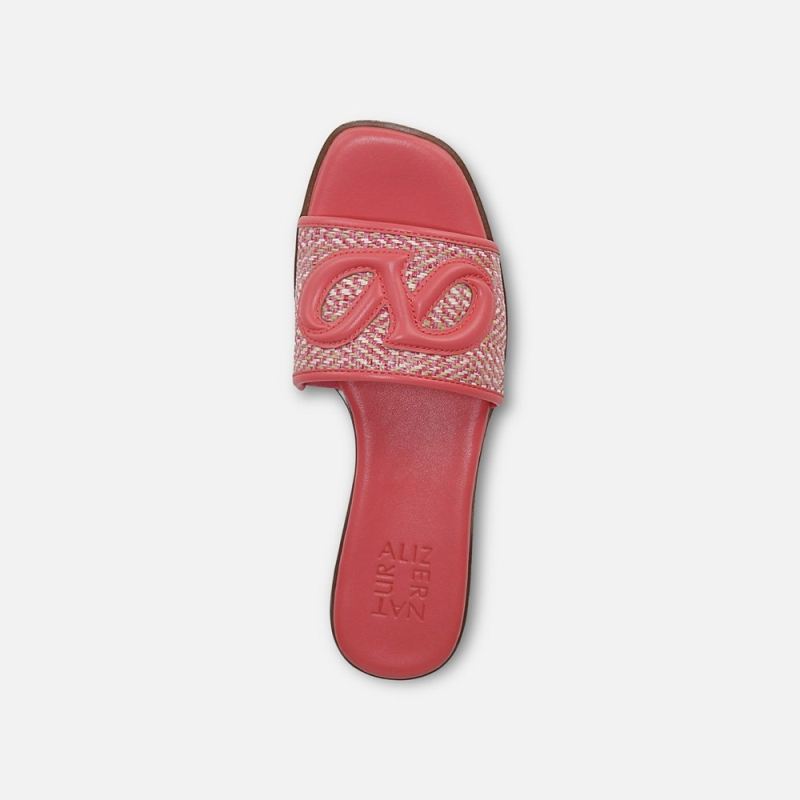 Naturalizer Women's Genevieve Slide Sandal - Sunset Coral Pink Woven Leather