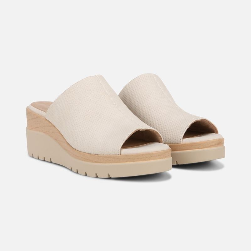 Naturalizer Women's Soul Goodtimes Mule Wedge Sandal - Porcelain Faux Leather