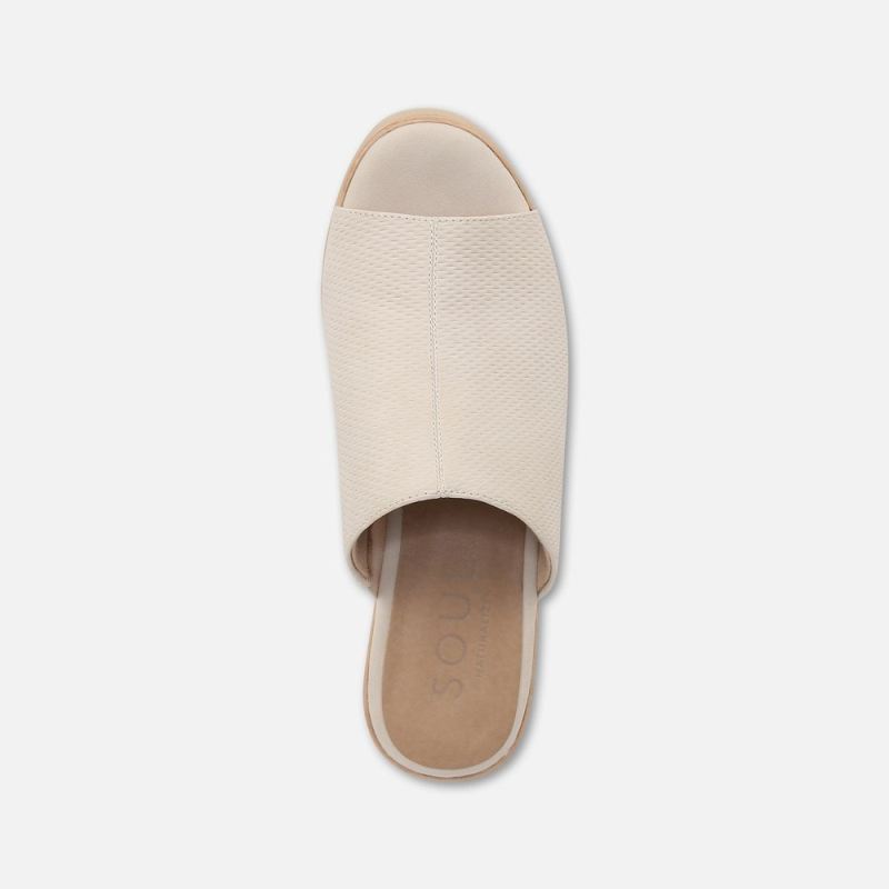 Naturalizer Women's Soul Goodtimes Mule Wedge Sandal - Porcelain Faux Leather