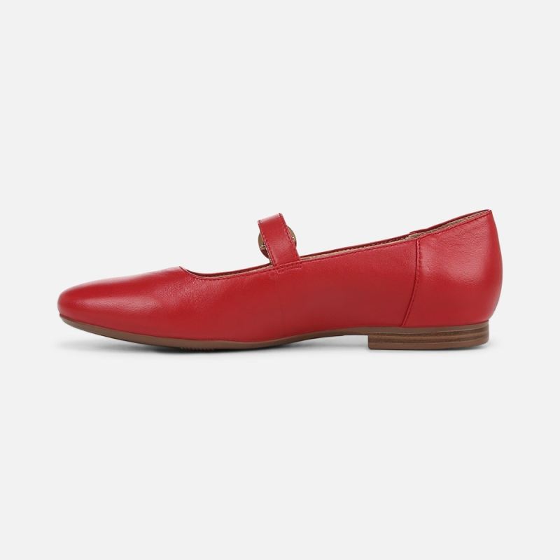 Naturalizer Women's Kelly Mary Jane Flat - Crimson Red Leather