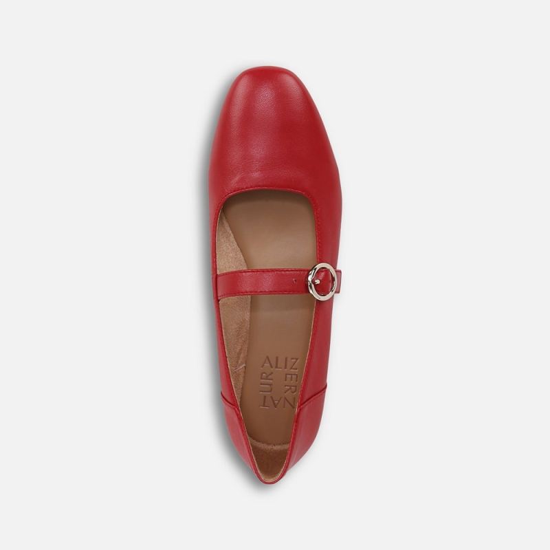 Naturalizer Women's Kelly Mary Jane Flat - Crimson Red Leather
