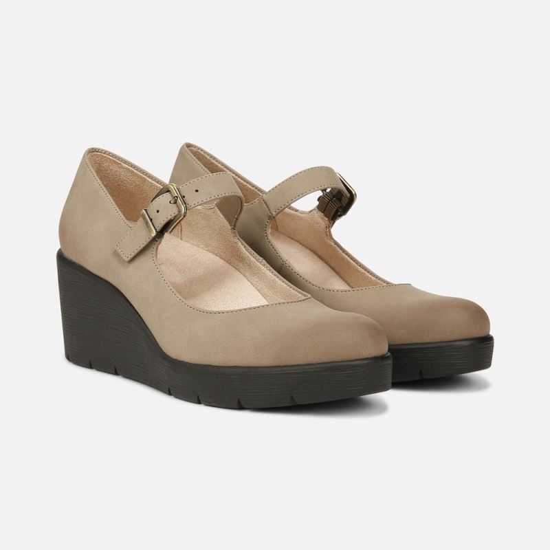 Naturalizer Women's SOUL Adore Mary Jane Wedge - Mushroom Grey Synthetic