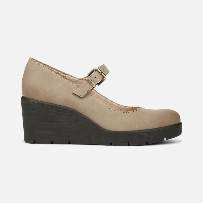 Naturalizer Women's SOUL Adore Mary Jane Wedge - Mushroom Grey Synthetic