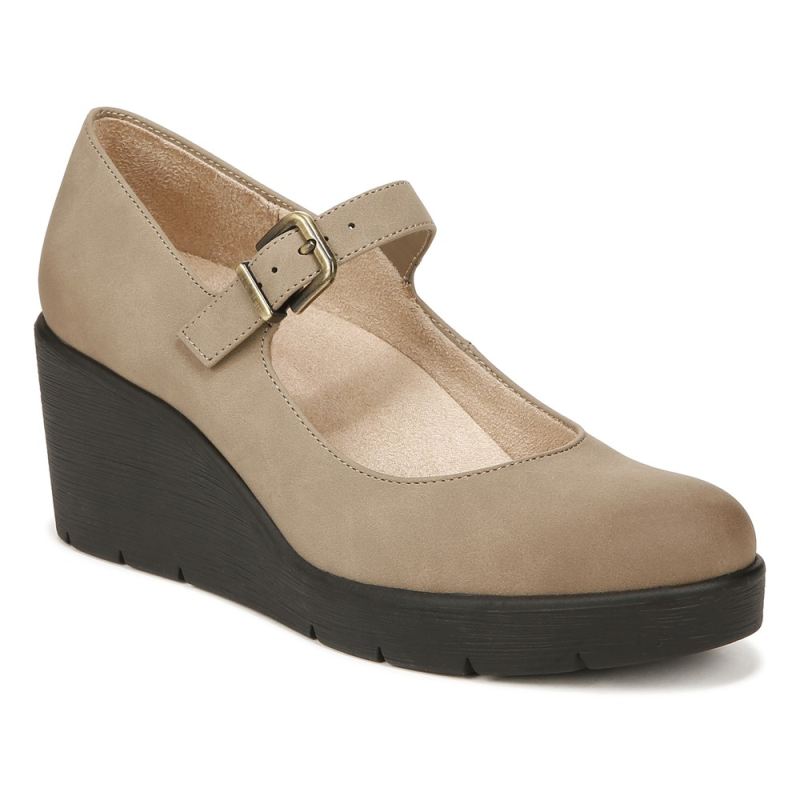 Naturalizer Women's SOUL Adore Mary Jane Wedge - Mushroom Grey Synthetic