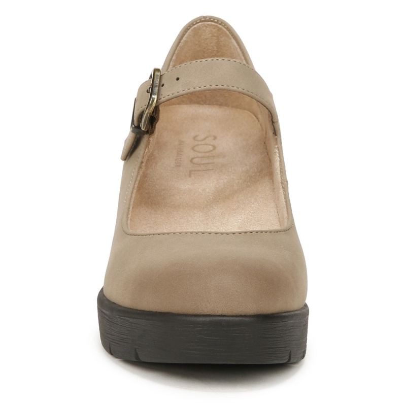Naturalizer Women's SOUL Adore Mary Jane Wedge - Mushroom Grey Synthetic