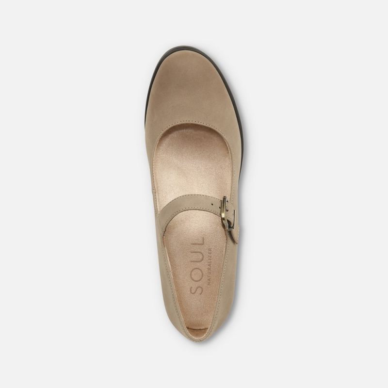 Naturalizer Women's SOUL Adore Mary Jane Wedge - Mushroom Grey Synthetic
