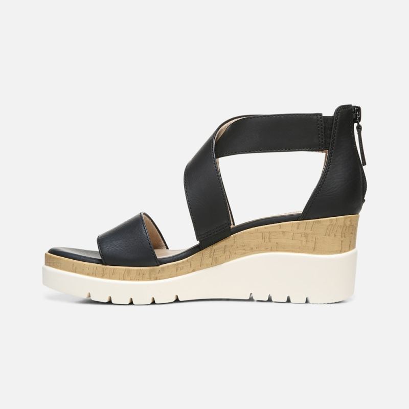 Naturalizer Women's Soul Goodtimes Wedge Sandal - Black Synthetic