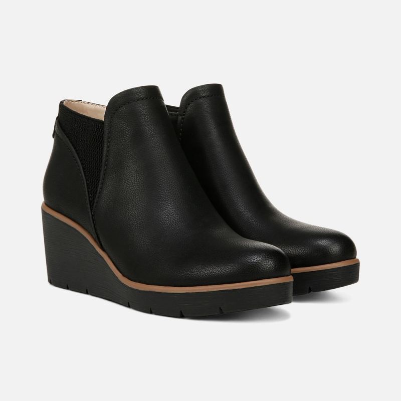 Naturalizer Women's SOUL Affirm Weather Resistant Ankle Booties - Black Faux Leather