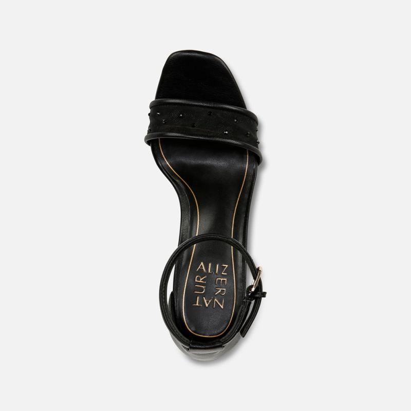 Naturalizer Women's Joy Dress Sandal - Black Faux Leather \u0026 Mesh