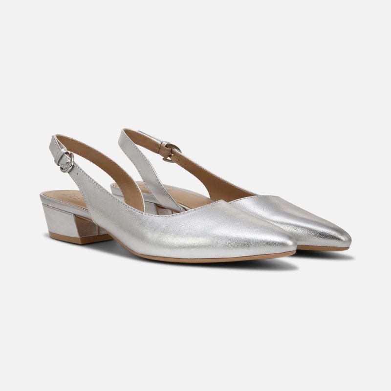 Naturalizer Women's Banks Pointed Toe Flat - Silver Leather
