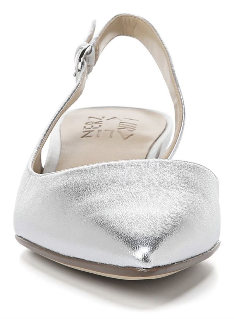 Naturalizer Women's Banks Pointed Toe Flat - Silver Leather