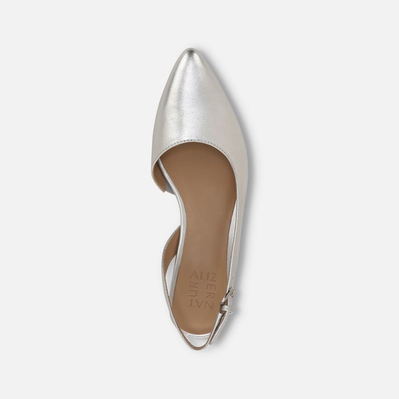 Naturalizer Women's Banks Pointed Toe Flat - Silver Leather