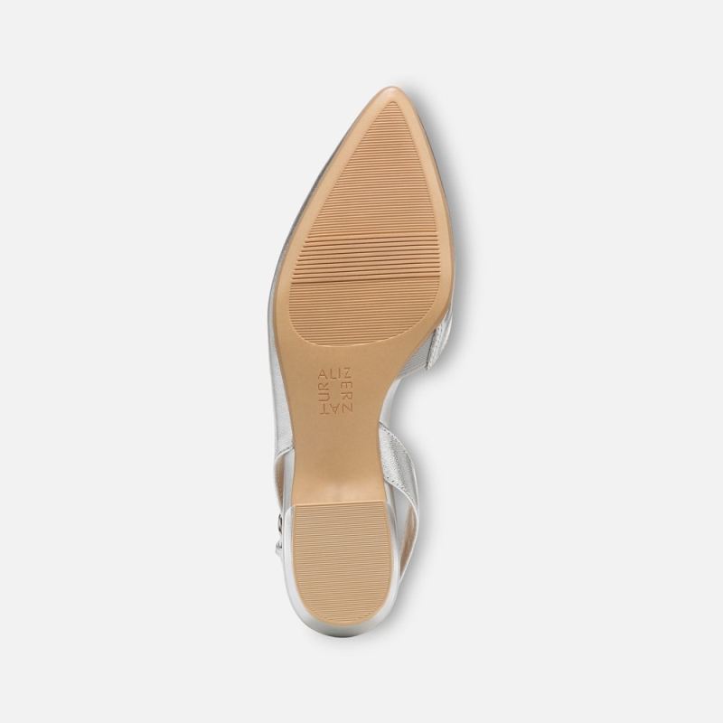 Naturalizer Women's Banks Pointed Toe Flat - Silver Leather