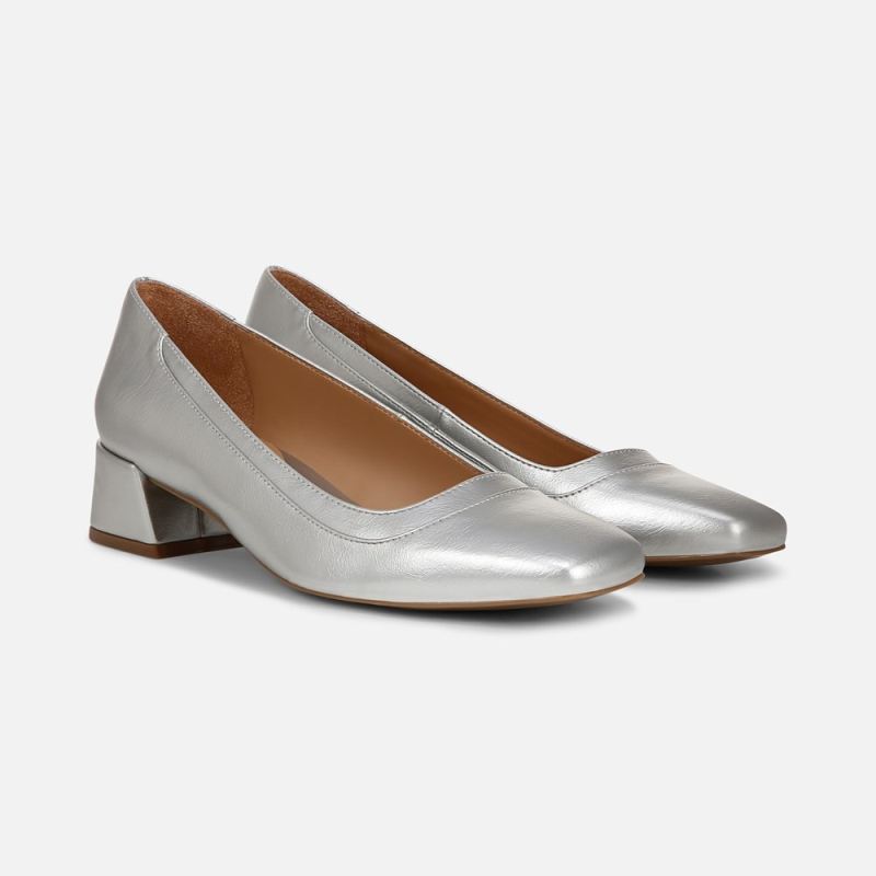 Naturalizer Women's Huntley Block Heel Pump - Silver Faux Leather