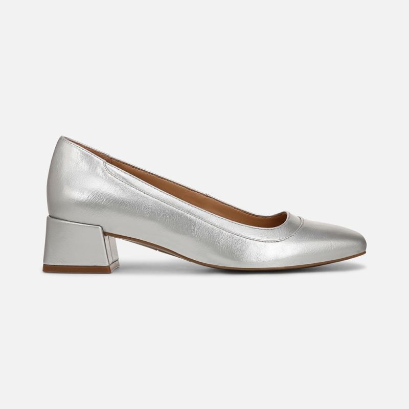 Naturalizer Women's Huntley Block Heel Pump - Silver Faux Leather