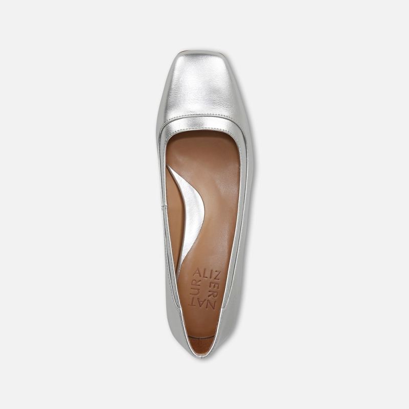 Naturalizer Women's Huntley Block Heel Pump - Silver Faux Leather