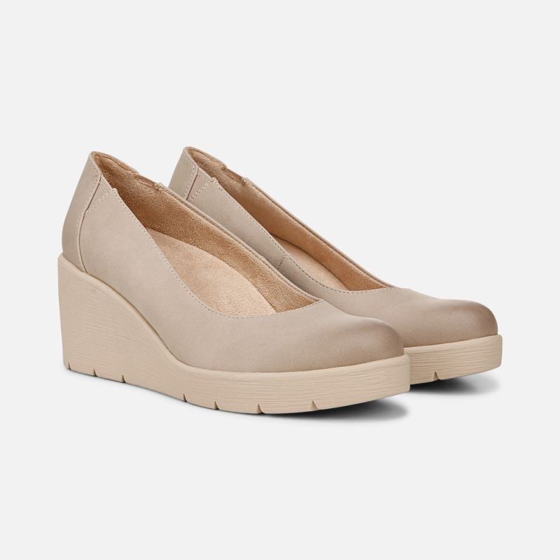 Naturalizer Women's SOUL About Time Wedge Pump - Warm Taupe Tan Faux Leather