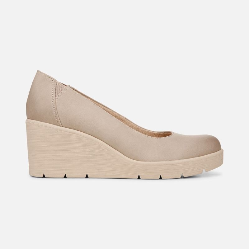 Naturalizer Women's SOUL About Time Wedge Pump - Warm Taupe Tan Faux Leather
