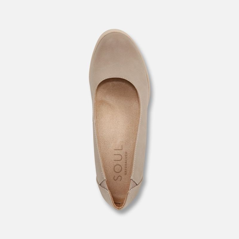 Naturalizer Women's SOUL About Time Wedge Pump - Warm Taupe Tan Faux Leather