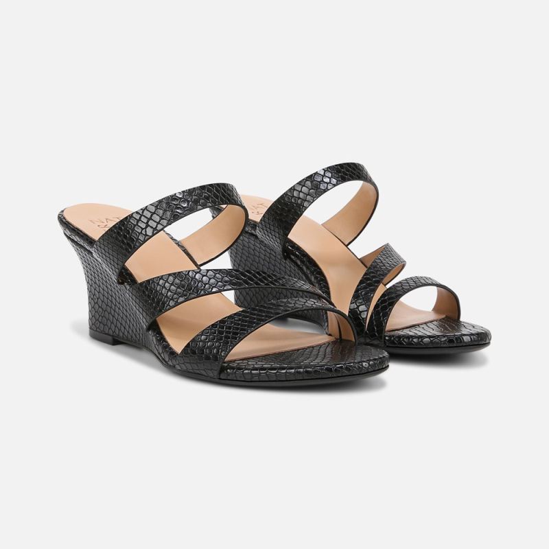 Naturalizer Women's Breona Dress Sandal - Black Faux Snake Leather
