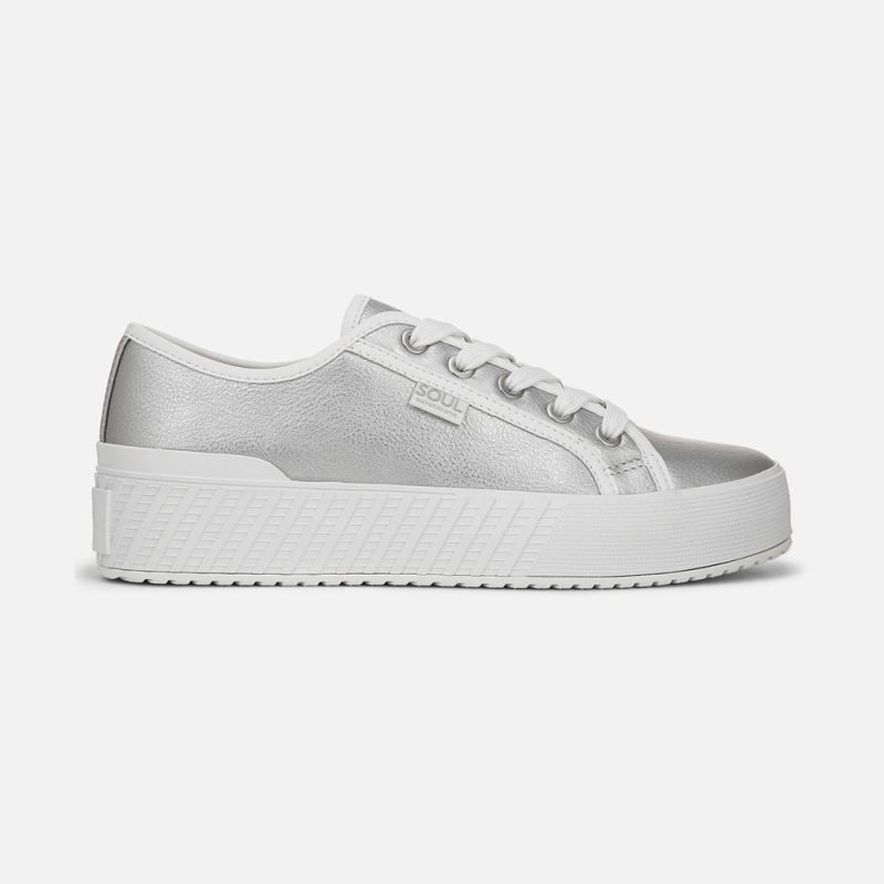 Naturalizer Women's SOUL Iliana Lace Up Sneaker - Silver Faux Leather