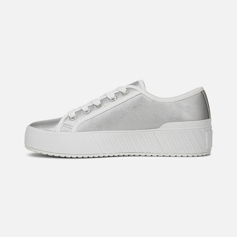 Naturalizer Women's SOUL Iliana Lace Up Sneaker - Silver Faux Leather