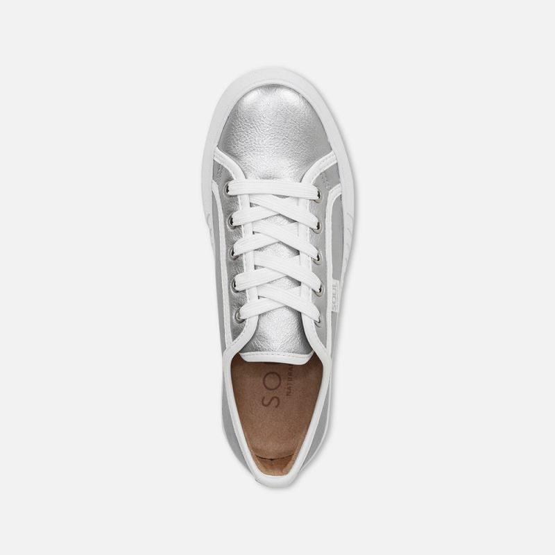 Naturalizer Women's SOUL Iliana Lace Up Sneaker - Silver Faux Leather