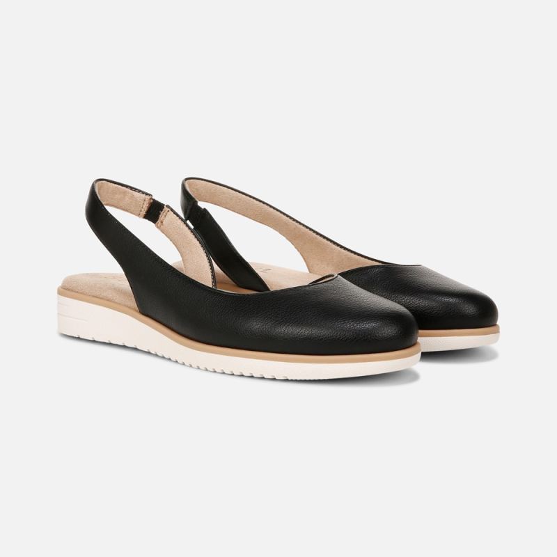 Naturalizer Women's SOUL Idea d'Orsay Flat - Black Faux Leather