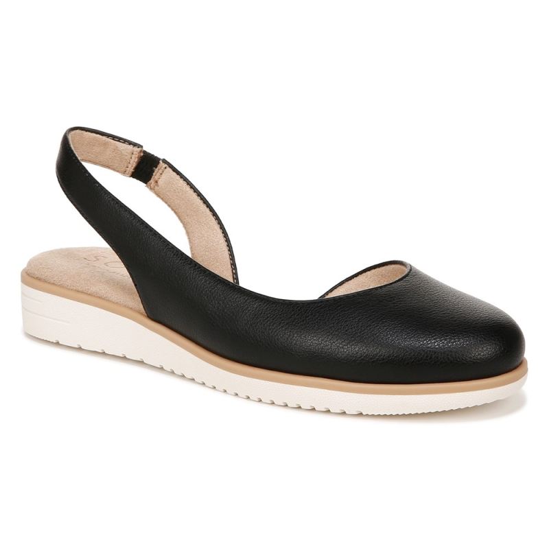 Naturalizer Women's SOUL Idea d'Orsay Flat - Black Faux Leather