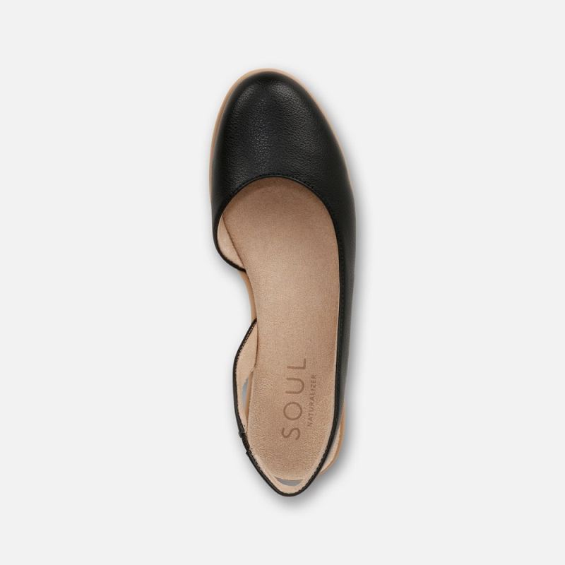 Naturalizer Women's SOUL Idea d'Orsay Flat - Black Faux Leather