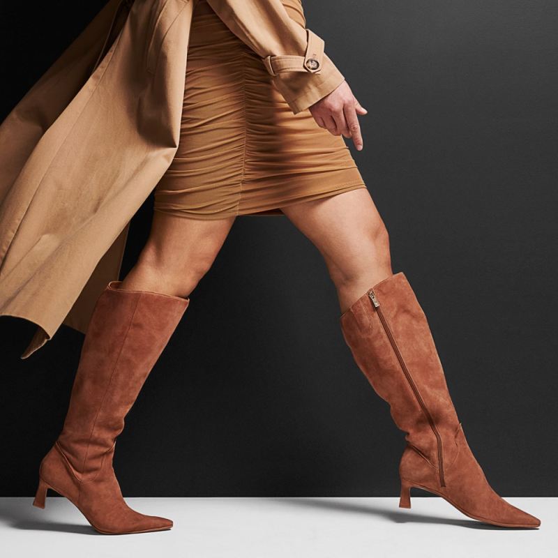Naturalizer Women's Deesha Wide Calf Knee High Boot - Cafe Brown Suede