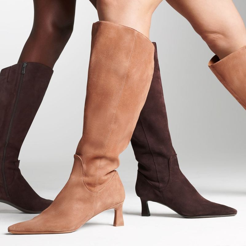 Naturalizer Women's Deesha Wide Calf Knee High Boot - Cafe Brown Suede
