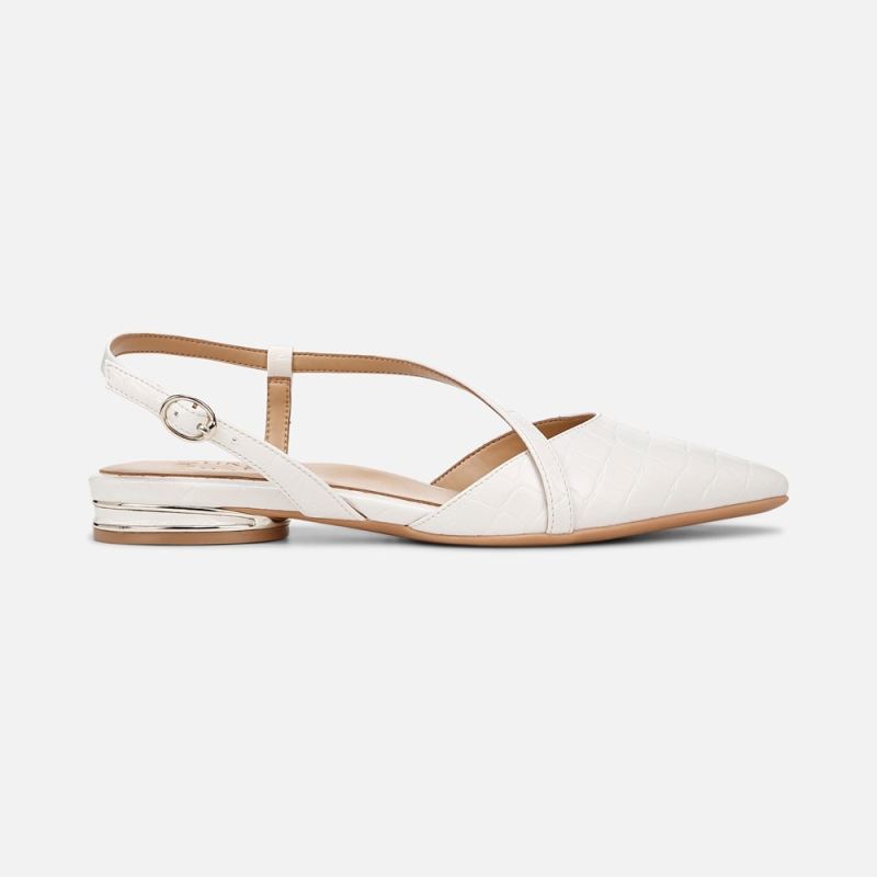 Naturalizer Women's Hawaii Slingback Flat - Warm White Faux Croco Leather