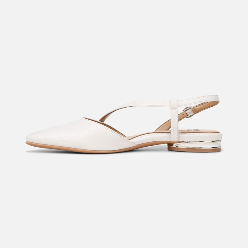 Naturalizer Women's Hawaii Slingback Flat - Warm White Faux Croco Leather